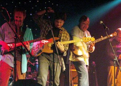 Tony Trischka Band 2004 at Mexicali Blues (L-R) Rolf Sturm, Bob Bowen, Tony Trischka, Michael Amendola, not pictured: Scott Neumann (Photo by Tamera)